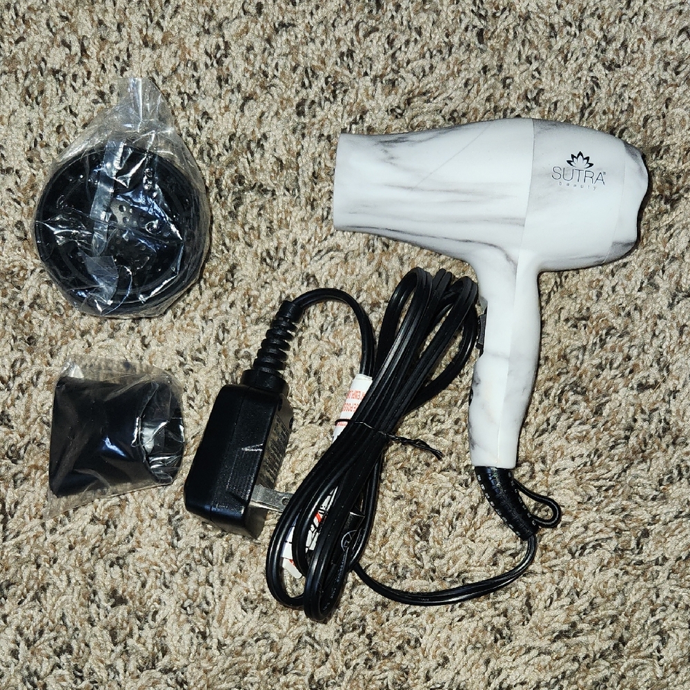 Sutra Beauty Marble Hair Dryer with Attachments, Travel Hair Dryer
